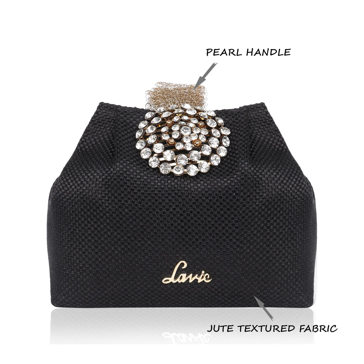 Lavie Women's Tiana Embellished Potli- Black 