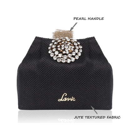 Lavie Women's Tiana Embellished Potli- Black 
