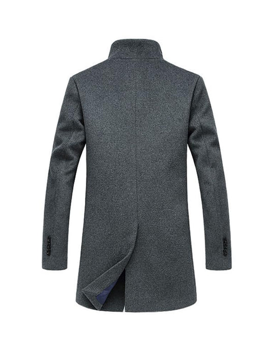 Lavnis Mens Wool Blend Trench Coat Slim Fit Overcoat Gray 