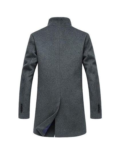 Lavnis Mens Wool Blend Trench Coat Slim Fit Overcoat Gray 