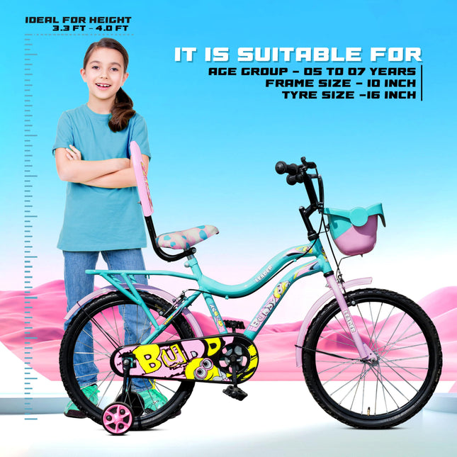 Leader Buddy 16T Sea Green/Light Pink Colour Cycle for Kids/Age Group 5-8 Years 