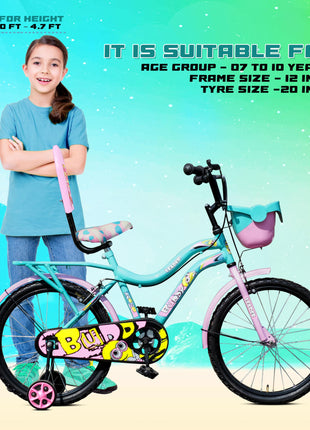 Leader Buddy 20T Kids Cycle for 5 to 9 Years Suitable for Boy and Girl Both - Sea Green/Light Pink 