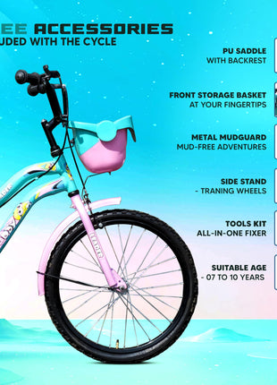 Leader Buddy 20T Kids Cycle for 5 to 9 Years Suitable for Boy and Girl Both - Sea Green/Light Pink 