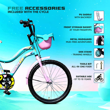 Leader Buddy 20T Kids Cycle for 5 to 9 Years Suitable for Boy and Girl Both - Sea Green/Light Pink 