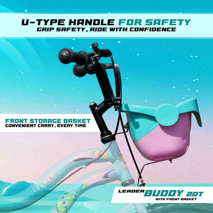 Leader Buddy 20T Kids Cycle for 5 to 9 Years Suitable for Boy and Girl Both - Sea Green/Light Pink 