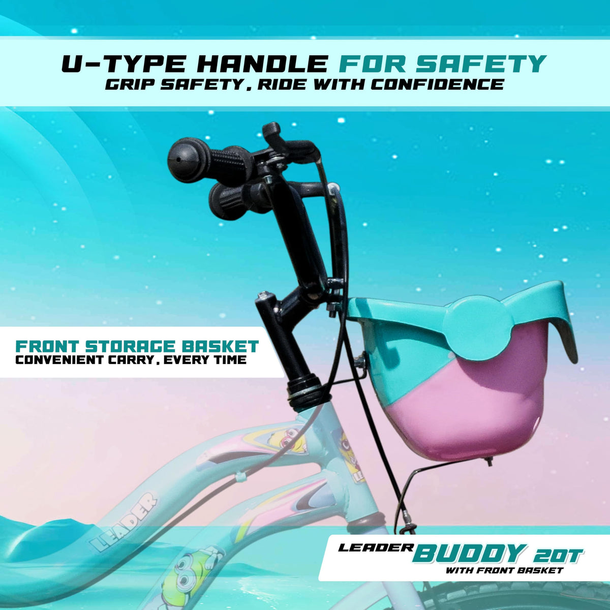 Leader Buddy 20T Kids Cycle for 5 to 9 Years Suitable for Boy and Girl Both - Sea Green/Light Pink 
