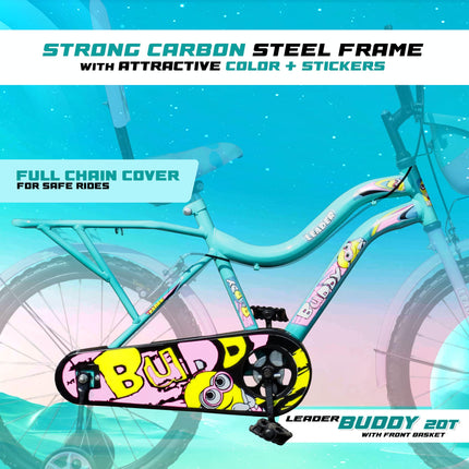 Leader Buddy 20T Kids Cycle for 5 to 9 Years Suitable for Boy and Girl Both - Sea Green/Light Pink 