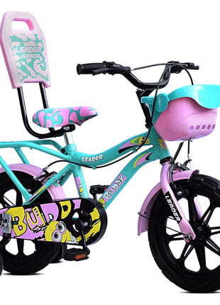 Leader Buddy Kids Cycle 14T with Training Wheels (SEMI-Assembled) for Boys and Girls Ideal for Age Group 2-5 Years | Frame: 8 Inches (14T, Sea Green_Light Pink) 