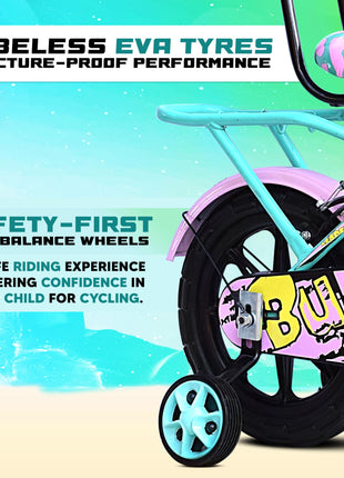 Leader Buddy Kids Cycle 14T with Training Wheels (SEMI-Assembled) for Boys and Girls Ideal for Age Group 2-5 Years | Frame: 8 Inches (14T, Sea Green_Light Pink) 