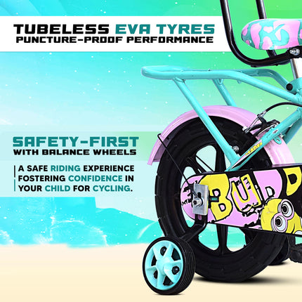 Leader Buddy Kids Cycle 14T with Training Wheels (SEMI-Assembled) for Boys and Girls Ideal for Age Group 2-5 Years | Frame: 8 Inches (14T, Sea Green_Light Pink) 