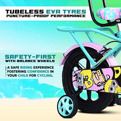 Leader Buddy Kids Cycle 14T with Training Wheels (SEMI-Assembled) for Boys and Girls Ideal for Age Group 2-5 Years | Frame: 8 Inches (14T, Sea Green_Light Pink) 