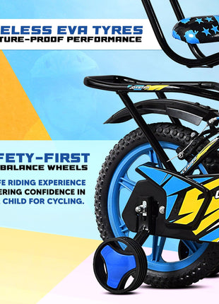 Leader JoyStar Cycle for Kids | Bicycle for Kids with Training Wheels | Comfortable Seat, Backrest & Front Storage| Kids Cycle for 2-5 Years Boys & Girls | Frame: 8 Inches (14T, Blue) 