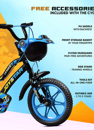 Leader JoyStar Cycle for Kids | Bicycle for Kids with Training Wheels | Comfortable Seat, Backrest & Front Storage| Kids Cycle for 2-5 Years Boys & Girls | Frame: 8 Inches (14T, Blue) 