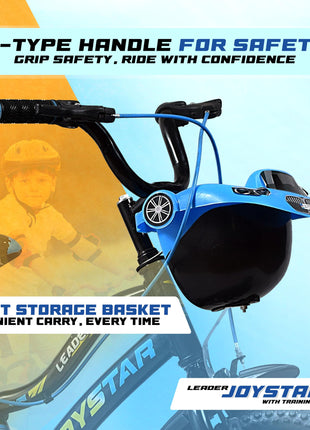 Leader JoyStar Cycle for Kids | Bicycle for Kids with Training Wheels | Comfortable Seat, Backrest & Front Storage| Kids Cycle for 2-5 Years Boys & Girls | Frame: 8 Inches (14T, Blue) 