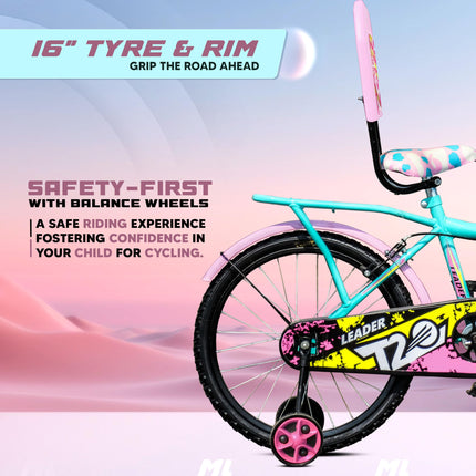 Leader Murphy 16T Sea Green/Light Pink Colour Cycle for Kids - Age Group 5 to 8 Years 