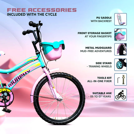 Leader Murphy 16T Sea Green/Light Pink Colour Cycle for Kids - Age Group 5 to 8 Years 