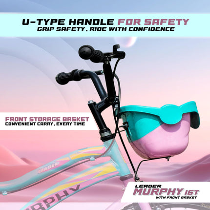 Leader Murphy 16T Sea Green/Light Pink Colour Cycle for Kids - Age Group 5 to 8 Years 