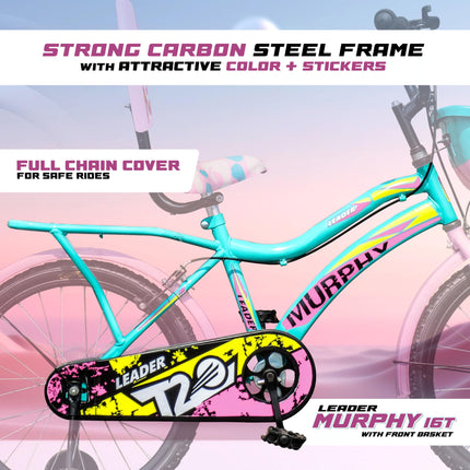 Leader Murphy 16T Sea Green/Light Pink Colour Cycle for Kids - Age Group 5 to 8 Years 