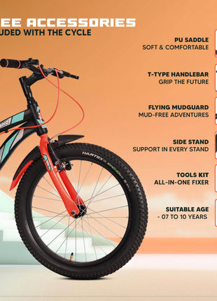 Leader Speedy Bike 20T Kids Cycle for Age 6 to 9 Years (Black/Orange) | Frame Size 12" | Unisex Cycle 