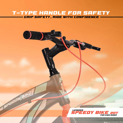 Leader Speedy Bike 20T Kids Cycle for Age 6 to 9 Years (Black/Orange) | Frame Size 12" | Unisex Cycle 
