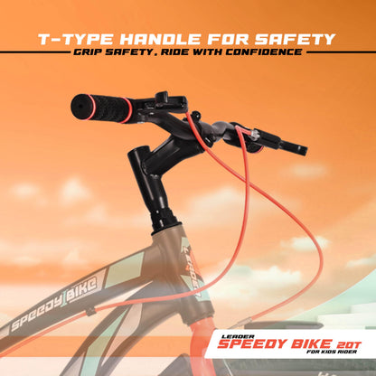 Leader Speedy Bike 20T Kids Cycle for Age 6 to 9 Years (Black/Orange) | Frame Size 12" | Unisex Cycle 