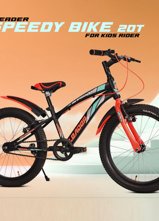 Leader Speedy Bike 20T Kids Cycle for Age 6 to 9 Years (Black/Orange) | Frame Size 12" | Unisex Cycle 