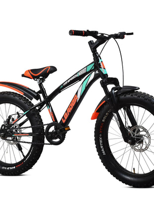 Leader Speedy Bike 20T Kids Cycle with Front Suspension | DD Brake | Ideal 7-10 Years 20 T Fat Tyre Cycle - Matt Black, 13 Inch 