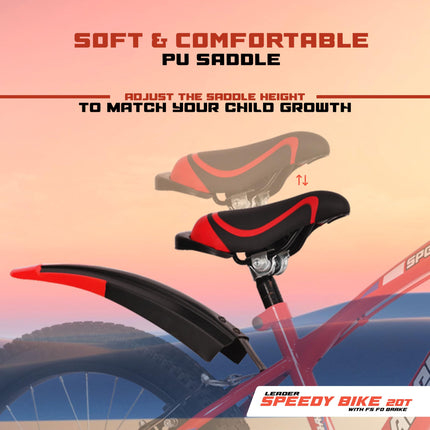 Leader Speedy Bike 20T Single Speed Kids Cycle with Front Suspension & Front Disc Brake Ideal for 7-10 Years Age 