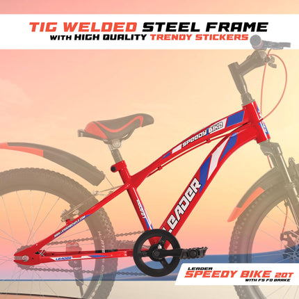 Leader Speedy Bike 20T Single Speed Kids Cycle with Front Suspension & Front Disc Brake Ideal for 7-10 Years Age 