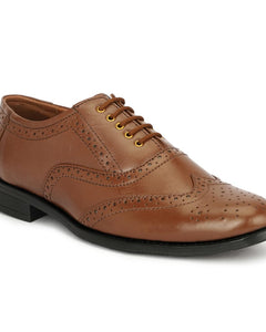 Leatherful Genuine Leather Brogue Shoes for Men | TPR Sole & Nappa Leather Lining | Classic Dress Footwear (TAN, UK Footwear Size System, Adult, Men, Numeric, Medium, 7) 