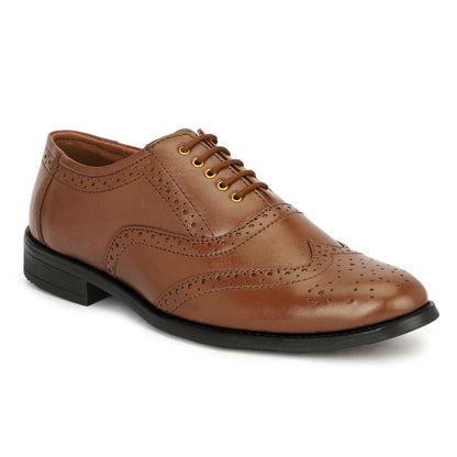 Leatherful Genuine Leather Brogue Shoes for Men | TPR Sole & Nappa Leather Lining | Classic Dress Footwear (TAN, UK Footwear Size System, Adult, Men, Numeric, Medium, 7) 