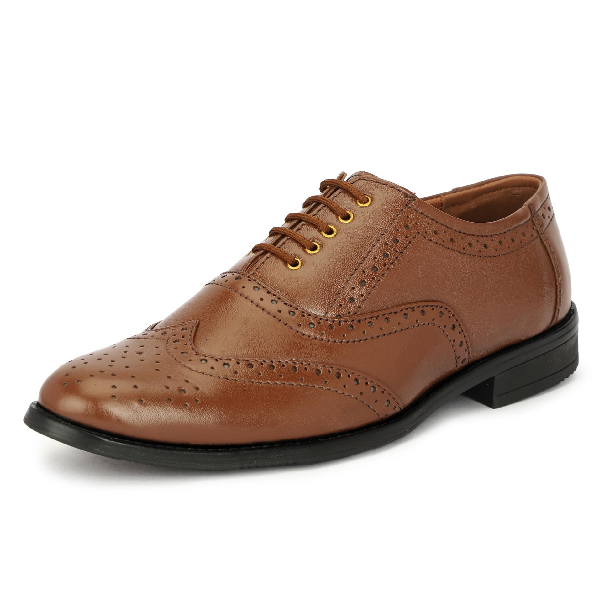 Leatherful Genuine Leather Brogue Shoes for Men | TPR Sole & Nappa Leather Lining | Classic Dress Footwear (TAN, UK Footwear Size System, Adult, Men, Numeric, Medium, 7) 