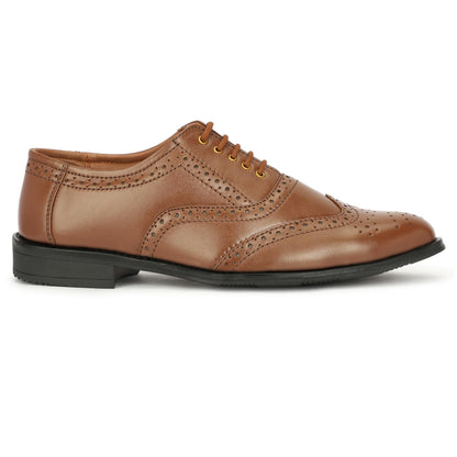 Leatherful Genuine Leather Brogue Shoes for Men | TPR Sole & Nappa Leather Lining | Classic Dress Footwear (TAN, UK Footwear Size System, Adult, Men, Numeric, Medium, 7) 