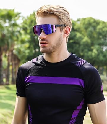 Legend Eyewear Sports Rectangular Shape Non-Polarized Sunglasses For Men-Women Youth Ipl Cricket Baseball Fishing Cycling Running Golf Motorcycle Mountain Bike Tac Glasses (Blue), Large 