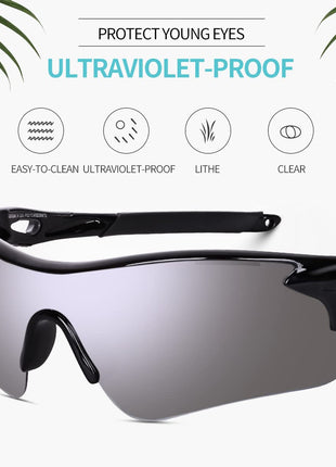 Legend Eyewear Sports Sunglasses for Men Women Youth Cricket Baseball Fishing Cycling Running Golf Motorcycle Tac Glasses UV400 (Grey Black) 