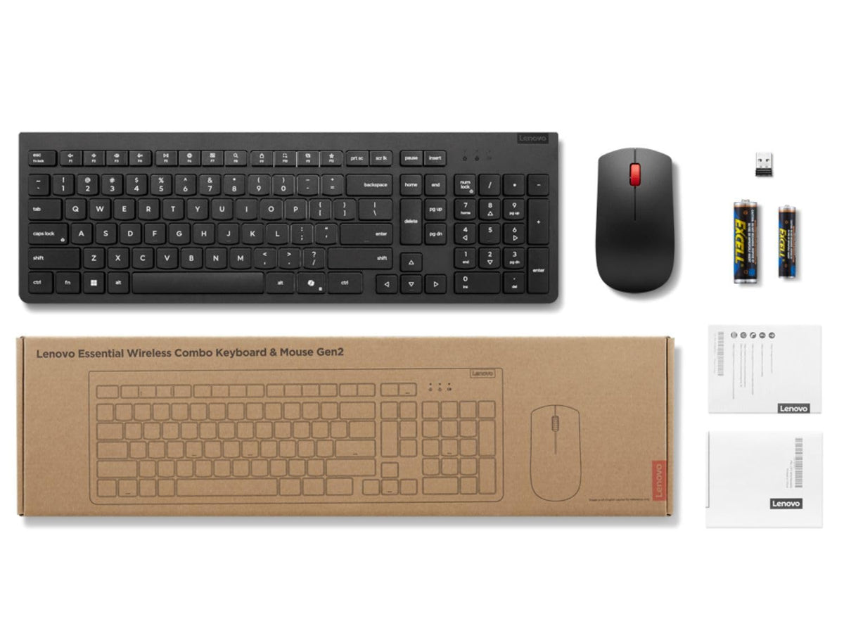 Lenovo 4X31N50708 Essential Wireless Combo Keyboard & Mouse Gen2 Black USEnglish 103P [4X31N50708] 