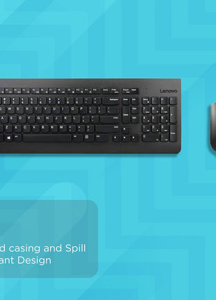 Lenovo 510 Wireless Keyboard and Mouse Set, 2.4 GHz Nano USB Receiver, Full Size, Island Key Design, Left or Right Hand, 1200 DPI Optical Mouse, GX30N81775, Black 