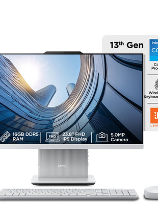Lenovo IdeaCentre AIO Intel i5-13420H 23.8" FHD 3-Side Edgeless All-in-One Desktop (16GB/512GB SSD/Win11/Office 21/3Wx2 Woofer/Alexa/5.0MP + IR Camera/Wireless Keyboard & Mouse), F0HN003WIN 