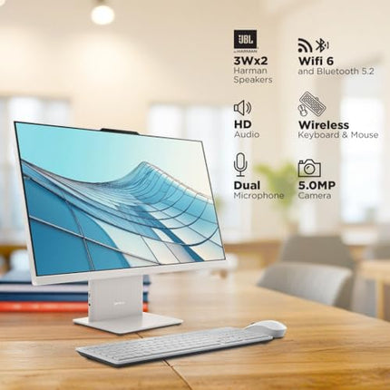 Lenovo IdeaCentre AIO Intel i5-13420H 23.8" FHD 3-Side Edgeless All-in-One Desktop (16GB/512GB SSD/Win11/Office 21/3Wx2 Woofer/Alexa/5.0MP + IR Camera/Wireless Keyboard & Mouse), F0HN003WIN 