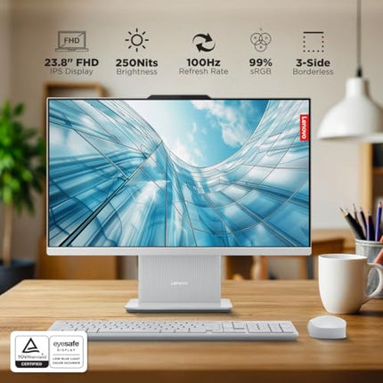 Lenovo IdeaCentre AIO Intel i5-13420H 23.8" FHD 3-Side Edgeless All-in-One Desktop (16GB/512GB SSD/Win11/Office 21/3Wx2 Woofer/Alexa/5.0MP + IR Camera/Wireless Keyboard & Mouse), F0HN003WIN 