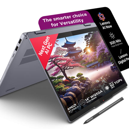 Lenovo IdeaPad 5 2-in-1 AMD Ryzen AI 7 350 (24GB RAM/1TB SSD/14 (35.5cm)/WUXGA OLED/Windows 11 AI Now/Copilot+PC/Office Home 2024/Digital Pen 2/Grey/1.5Kg), 83KT000LIN Convertible Laptop 