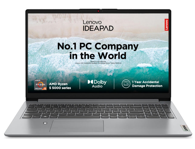 Lenovo IdeaPad Slim 1, AMD Ryzen 5 5500U, 16GB RAM, 512GB SSD, HD, 15.6", Windows 11 Home, MS Office 21, Cloud Grey, 1.61Kg, 82R400ERIN, Integrated AMD Graphics, 1Yr ADP Free, Thin and Light Laptop 