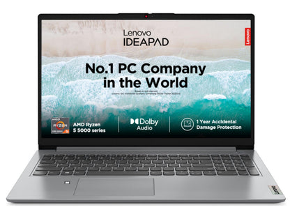 Lenovo IdeaPad Slim 1, AMD Ryzen 5 5500U, 16GB RAM, 512GB SSD, HD, 15.6", Windows 11 Home, MS Office 21, Cloud Grey, 1.61Kg, 82R400ERIN, Integrated AMD Graphics, 1Yr ADP Free, Thin and Light Laptop 