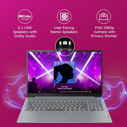 Lenovo IdeaPad Slim 3, 12th Gen Intel Core i5-12450H (16GB LPDDR5, 512GB SSD), Anti-glare, FHD 15.6"(39.6cm), Win 11, Office Home 2024, Arctic Grey, 1.62Kg, 83ER00MDIN, Thin & Light, Backlit KB Laptop 