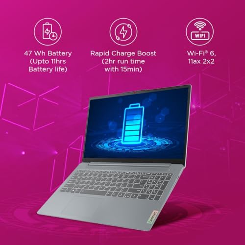 Lenovo IdeaPad Slim 3 12th Gen Intel Core i5-12450H 15.6 inch (39.6cm) FHD Laptop (16GB RAM/512GB SSD/Windows 11/Office Home 2024/1Yr ADP Free/Grey/1.62Kg), 83ER00KPIN/83ER00KRIN 