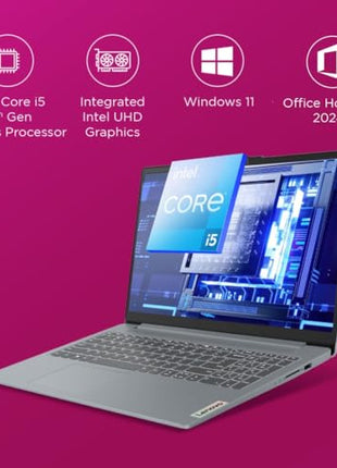 Lenovo IdeaPad Slim 3, 12th Gen Intel Core i5-12450H (16GB LPDDR5, 512GB SSD), Anti-glare, FHD 15.6"(39.6cm), Win 11, Office Home 2024, Arctic Grey, 1.62Kg, 83ER00MDIN, Thin & Light, Backlit KB Laptop 