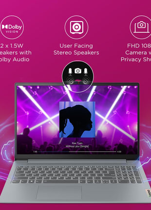 Lenovo IdeaPad Slim 3, Intel Core i5-12450H, 12th Gen, 16GB RAM, 512GB SSD, FHD IPS, 15.6"/39.6cm, Windows 11, MSOffice 21, Grey, 1.6Kg, 83ER008DIN, Intel UHD Graphics, Backlit KB,1 Yr ADP Free Laptop 