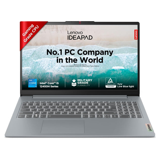 Lenovo IdeaPad Slim 3, Intel Core i5-12450H, 12th Gen, 16GB RAM, 512GB SSD, FHD IPS, 15.6"/39.6cm, Windows 11, MSOffice 21, Grey, 1.6Kg, 83ER008DIN, Intel UHD Graphics, Backlit KB,1 Yr ADP Free Laptop 