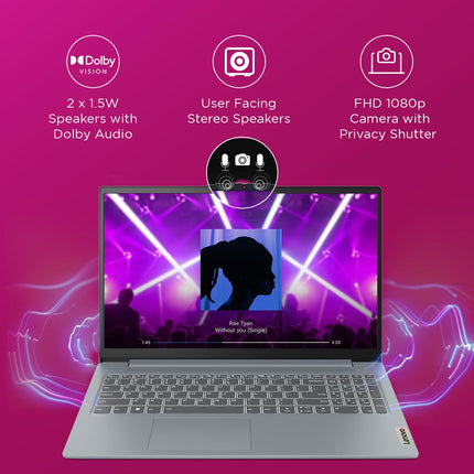 Lenovo IdeaPad Slim 3, Intel Core i5-12450H, 12th Gen, 16GB RAM, 512GB SSD, FHD IPS, 15.6"/39.6cm, Windows 11, MSOffice 21, Grey, 1.6Kg, 83ER008DIN, Intel UHD Graphics, Backlit KB,1 Yr ADP Free Laptop 