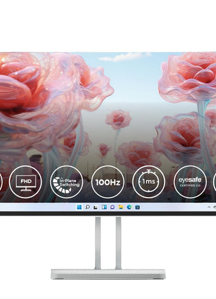 Lenovo L-Series 24 inch (60.45cm) FHD IPS Monitor| 100Hz, 1ms, FreeSync, 99% sRGB, 3Wx2 Speakers, 1x HDMI 1.4, 1x VGA, Tilt, Smart Display Customization Artery Cloud Grey, L24i-4A 